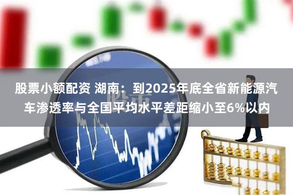 股票小额配资 湖南：到2025年底全省新能源汽车渗透率与全国平均水平差距缩小至6%以内