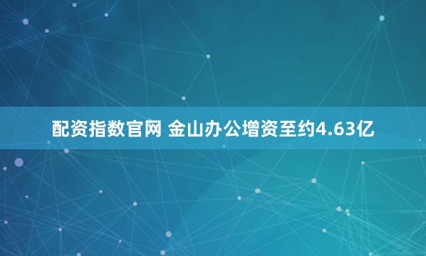 配资指数官网 金山办公增资至约4.63亿