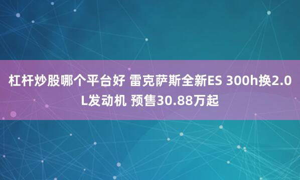 杠杆炒股哪个平台好 雷克萨斯全新ES 300h换2.0L发动机 预售30.88万起